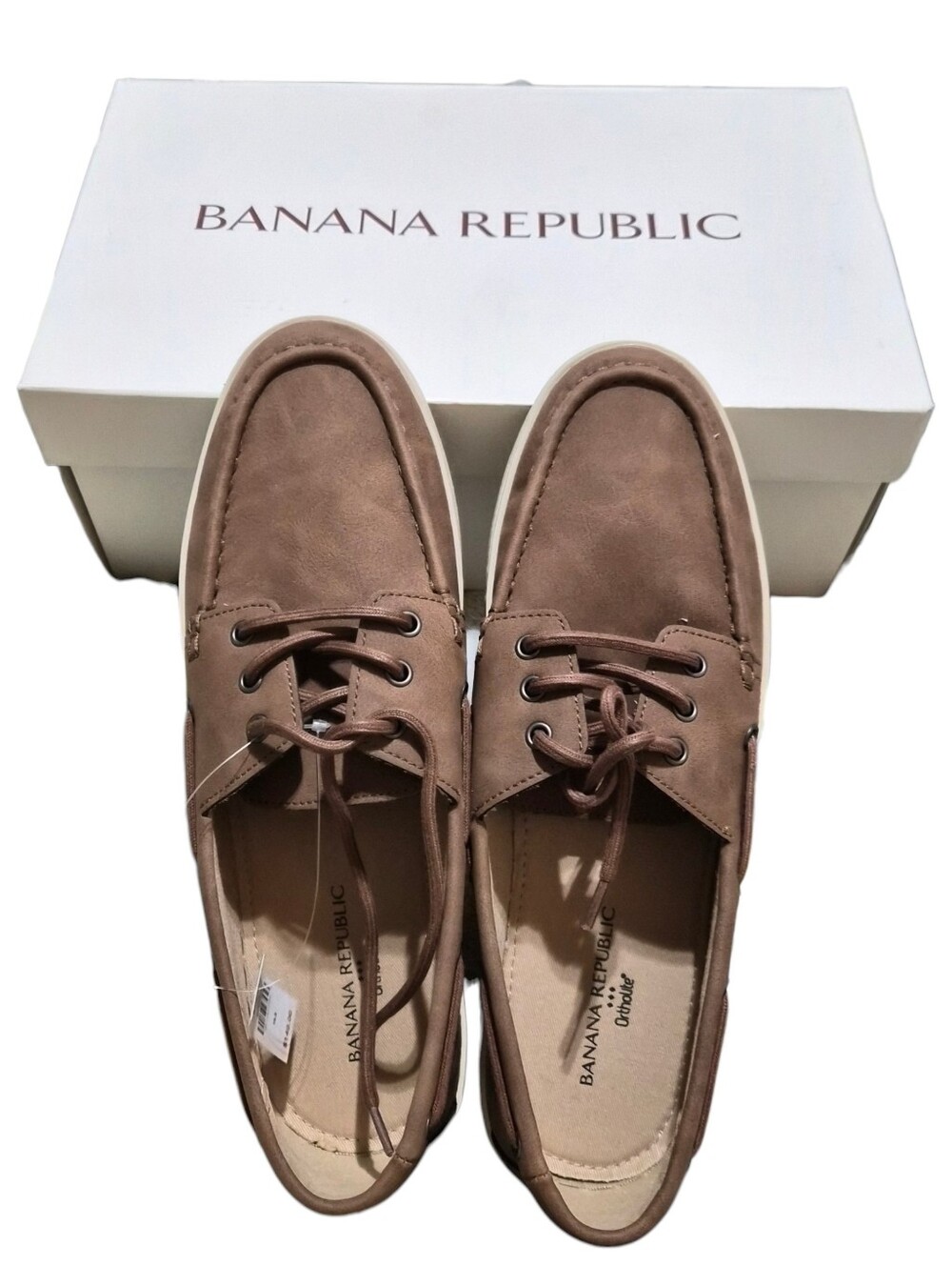 Banana Republic Ortholite Boat Shoes Tobacco Brown Men’s 10.5 NWT $140